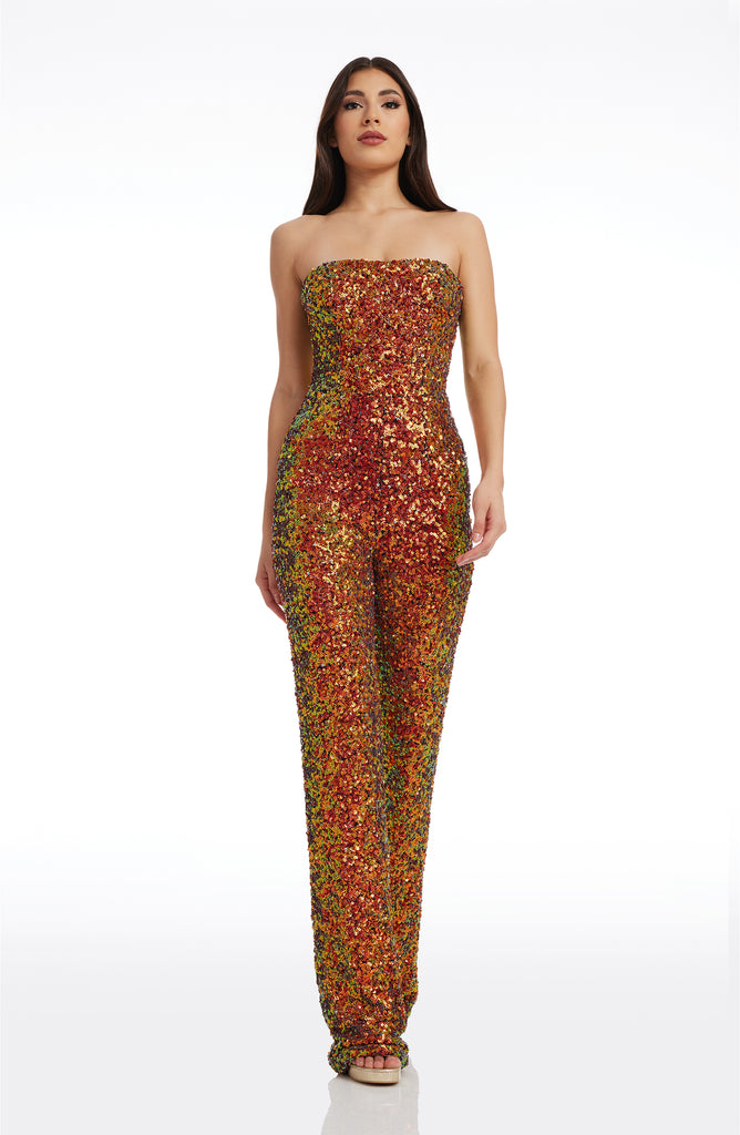 Dress the population fashion sequin jumpsuit