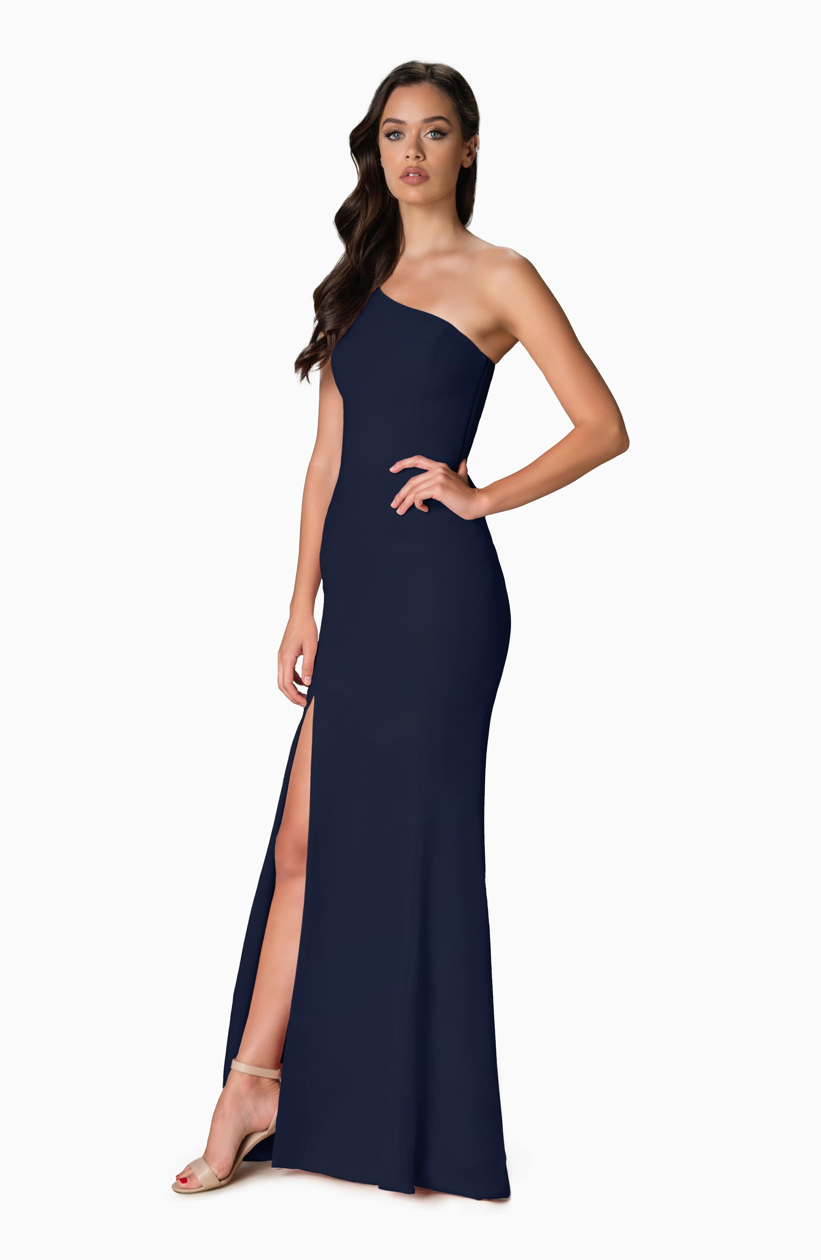 Amy one 2025 shoulder crepe gown