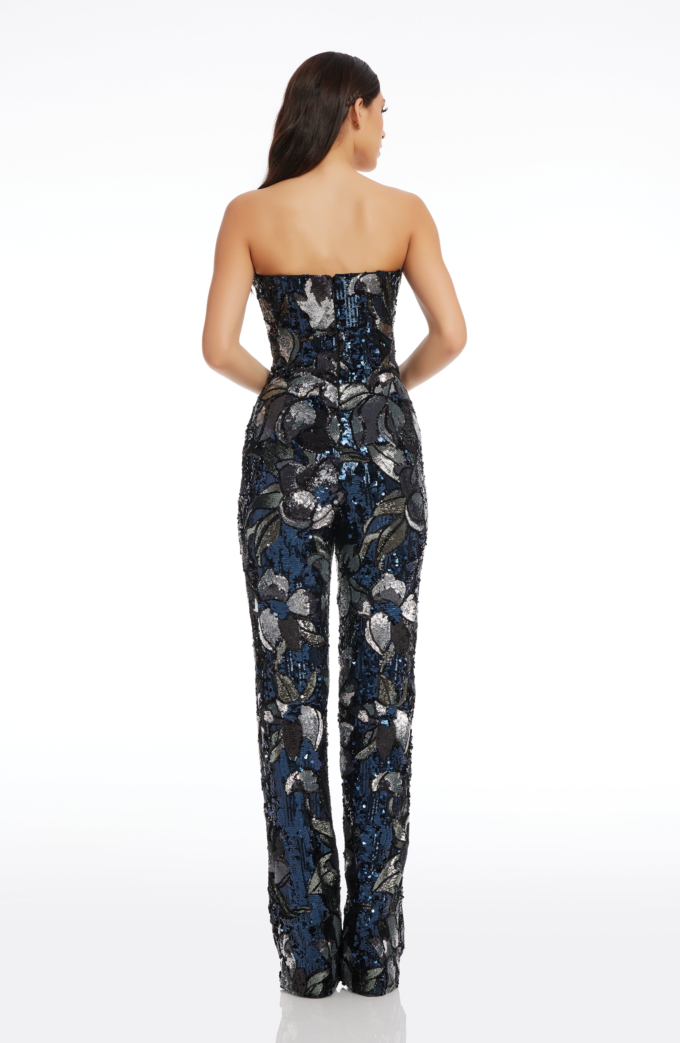 Andy Floral Sequin Jumpsuit Dress the Population