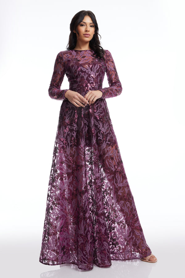 Ava Dress / DEEP PLUM MULTI