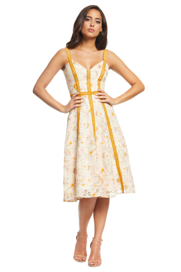 Carmen Dress / CREAM/BURNT YELLOW