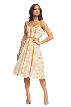 Carmen Dress / CREAM/BURNT YELLOW