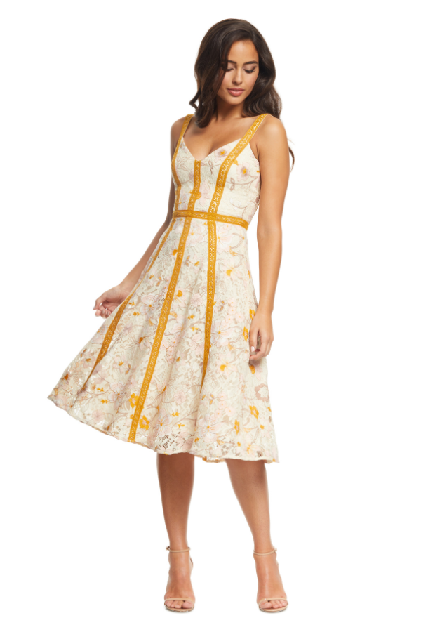 Carmen Dress / CREAM/BURNT YELLOW