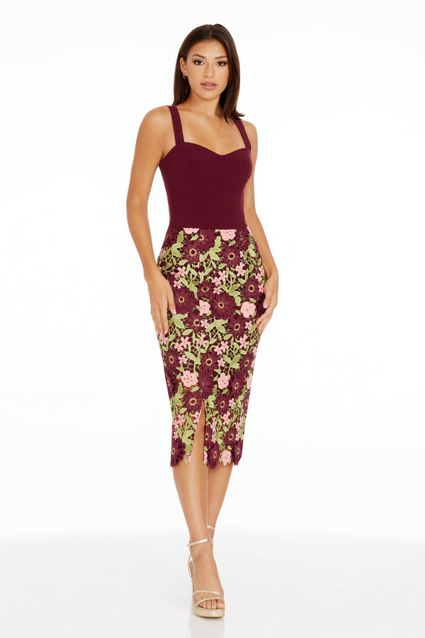 ELLINA DRESS / BURGUNDY MULTI