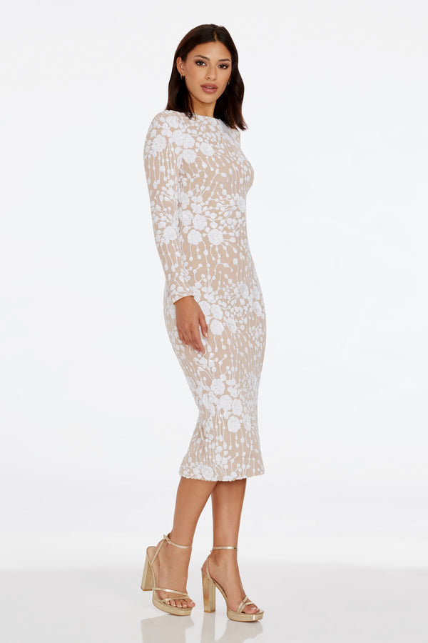 Emery Dress / WHITE-NUDE