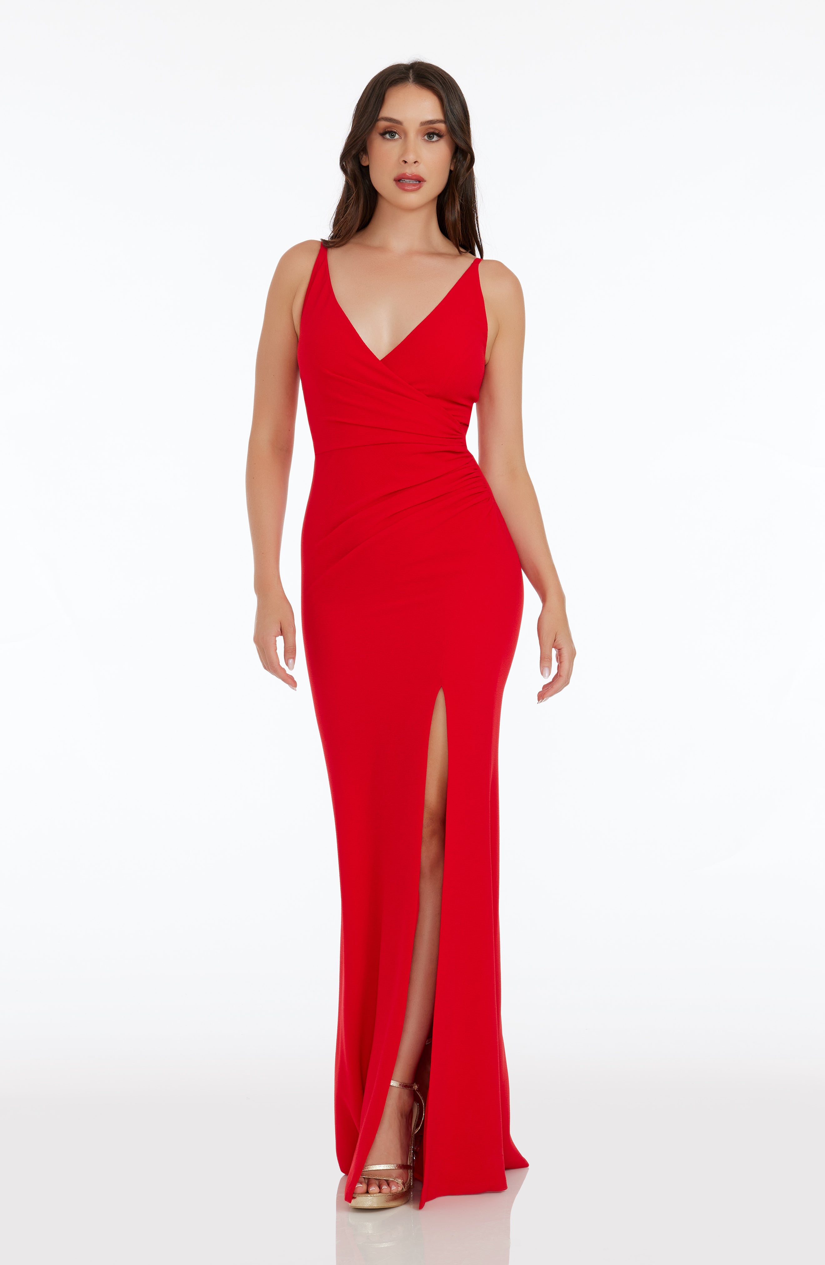 DRESS outlet THE POPULATION Dress Size S Red Maxi Slit Gown Even Going Out