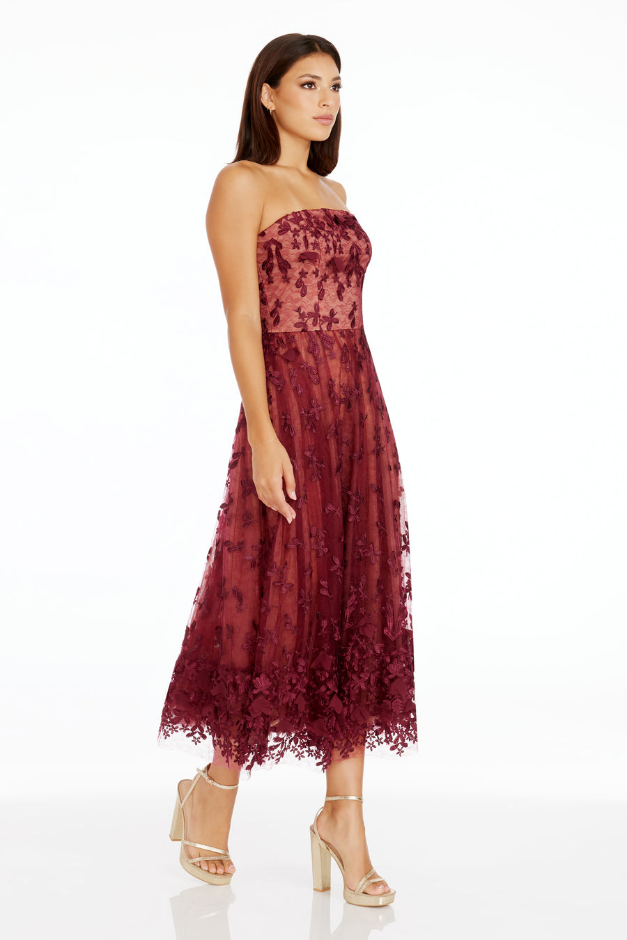 KAILYN DRESS / BURGUNDY-NUDE