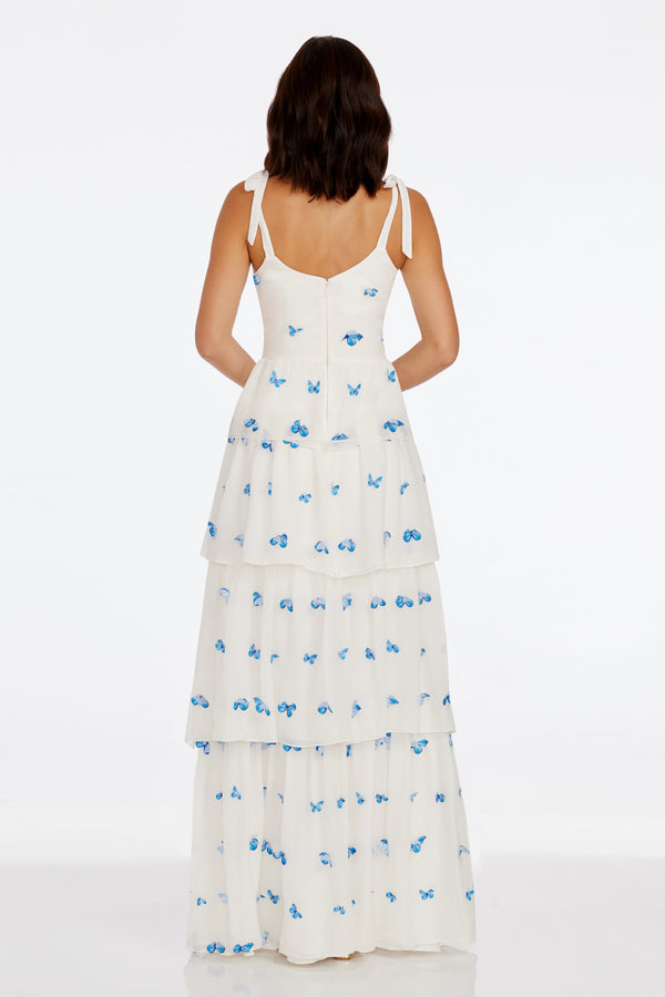 Monica Dress / WHITE-BLUE