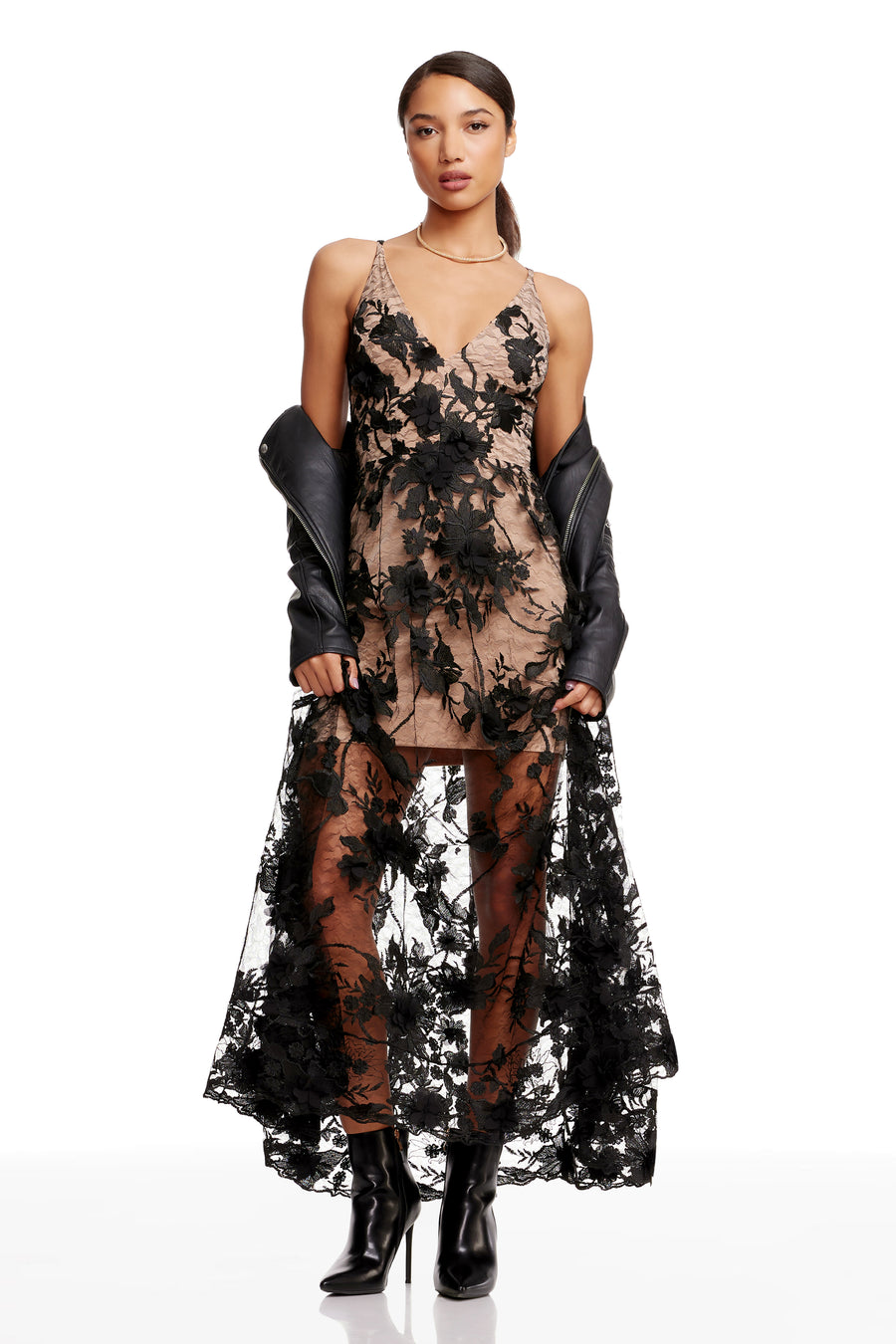 SIDNEY GOWN / BLACK/NUDE