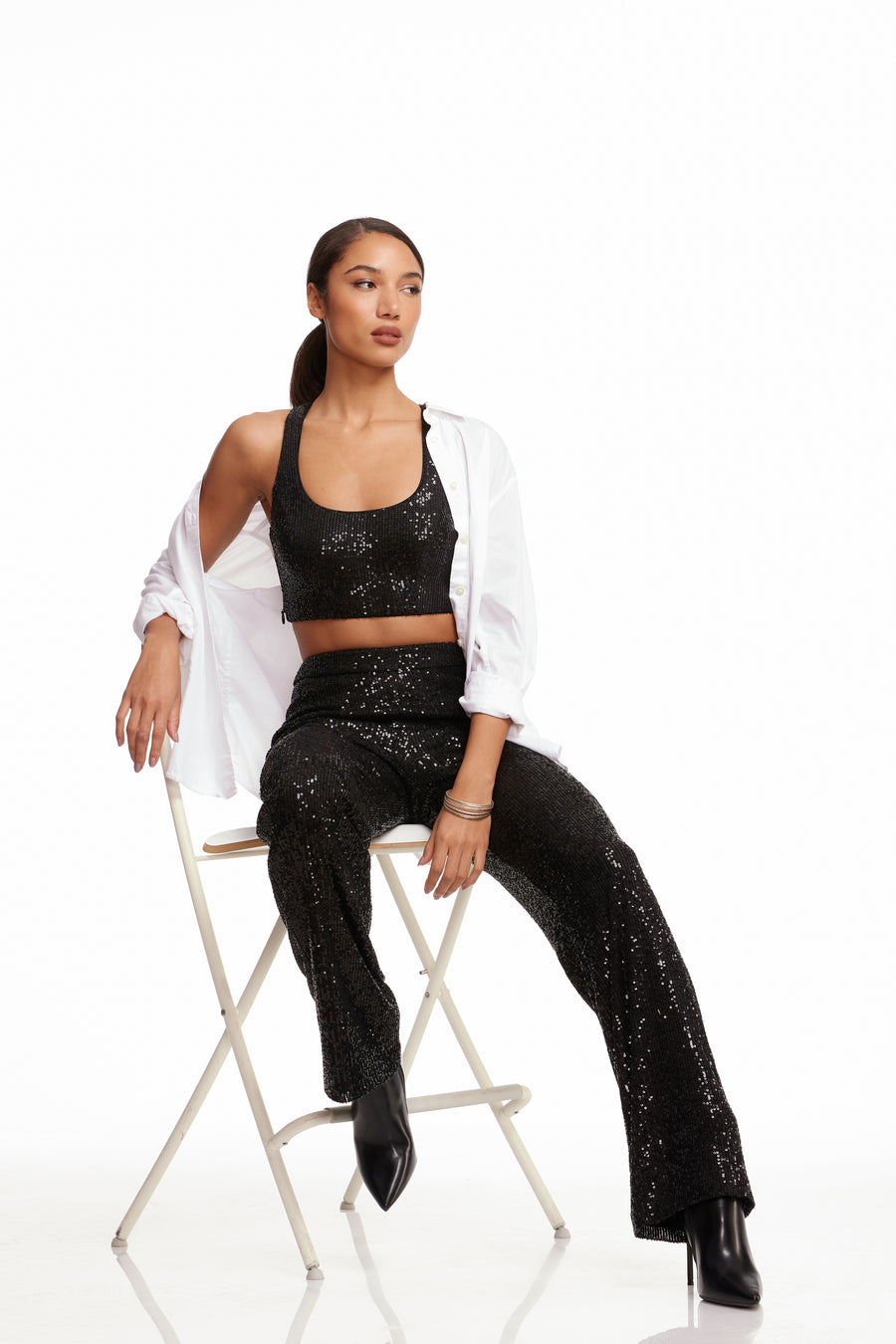 Sequin Wide Leg / BLACK