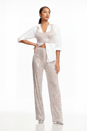 Sequin Wide Leg / SILVER