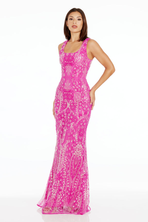 Tyra Gown / BRIGHT FUCHSIA MULTI