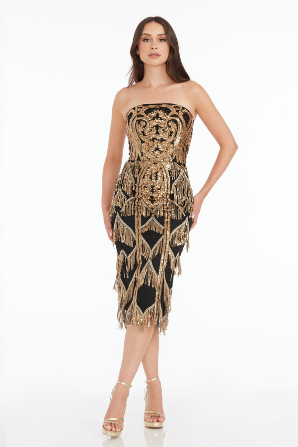 Viviana Dress / GOLD-BLACK